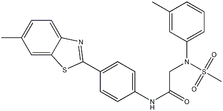 N-[4-(6-methyl-1,3-benzothiazol-2-yl)phenyl]-2-[3-methyl(methylsulfonyl)anilino]acetamide Struktur