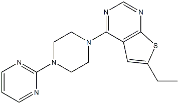 6-ethyl-4-[4-(2-pyrimidinyl)-1-piperazinyl]thieno[2,3-d]pyrimidine Struktur