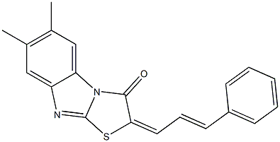 6,7-dimethyl-2-(3-phenyl-2-propenylidene)[1,3]thiazolo[3,2-a]benzimidazol-3(2H)-one Struktur