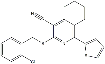 3-[(2-chlorobenzyl)sulfanyl]-1-(2-thienyl)-5,6,7,8-tetrahydro-4-isoquinolinecarbonitrile Struktur