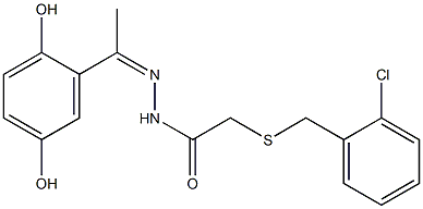 2-[(2-chlorobenzyl)sulfanyl]-N'-[1-(2,5-dihydroxyphenyl)ethylidene]acetohydrazide Struktur