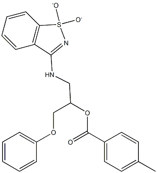 2-[(1,1-dioxido-1,2-benzisothiazol-3-yl)amino]-1-(phenoxymethyl)ethyl 4-methylbenzoate Struktur