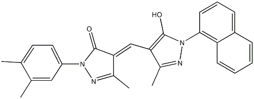 2-(3,4-dimethylphenyl)-4-{[5-hydroxy-3-methyl-1-(1-naphthyl)-1H-pyrazol-4-yl]methylene}-5-methyl-2,4-dihydro-3H-pyrazol-3-one Struktur