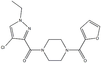 1-[(4-chloro-1-ethyl-1H-pyrazol-3-yl)carbonyl]-4-(2-furoyl)piperazine Struktur