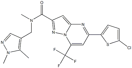 5-(5-chloro-2-thienyl)-N-[(1,5-dimethyl-1H-pyrazol-4-yl)methyl]-N-methyl-7-(trifluoromethyl)pyrazolo[1,5-a]pyrimidine-2-carboxamide Struktur