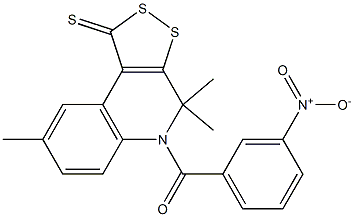 5-{3-nitrobenzoyl}-4,4,8-trimethyl-4,5-dihydro-1H-[1,2]dithiolo[3,4-c]quinoline-1-thione Struktur