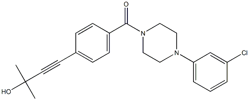 4-(4-{[4-(3-chlorophenyl)-1-piperazinyl]carbonyl}phenyl)-2-methyl-3-butyn-2-ol Struktur