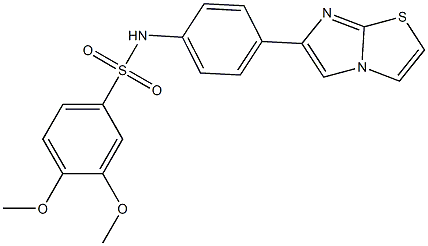 N-(4-imidazo[2,1-b][1,3]thiazol-6-ylphenyl)-3,4-dimethoxybenzenesulfonamide Struktur