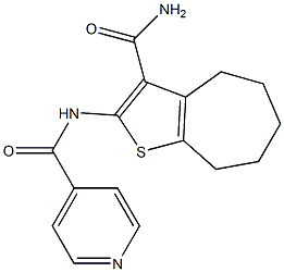 N-[3-(aminocarbonyl)-5,6,7,8-tetrahydro-4H-cyclohepta[b]thien-2-yl]isonicotinamide Struktur