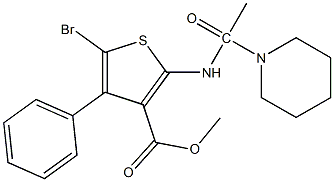 methyl 5-bromo-4-phenyl-2-[(1-piperidinylacetyl)amino]-3-thiophenecarboxylate Struktur