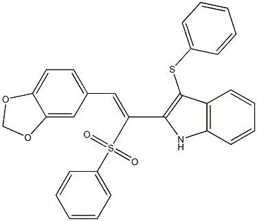 2-[2-(1,3-benzodioxol-5-yl)-1-(phenylsulfonyl)vinyl]-3-(phenylsulfanyl)-1H-indole Struktur