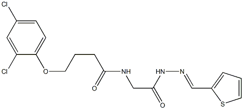 4-(2,4-dichlorophenoxy)-N-{2-oxo-2-[2-(2-thienylmethylene)hydrazino]ethyl}butanamide Struktur