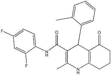 N-(2,4-difluorophenyl)-2-methyl-4-(2-methylphenyl)-5-oxo-1,4,5,6,7,8-hexahydro-3-quinolinecarboxamide Struktur