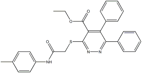 ethyl 3-{[2-oxo-2-(4-toluidino)ethyl]sulfanyl}-5,6-diphenyl-4-pyridazinecarboxylate Struktur