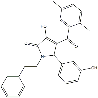 4-(2,5-dimethylbenzoyl)-3-hydroxy-5-(3-hydroxyphenyl)-1-(2-phenylethyl)-1,5-dihydro-2H-pyrrol-2-one Struktur