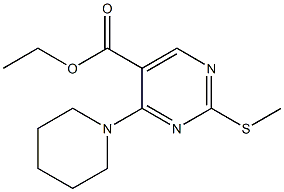 ethyl 2-(methylsulfanyl)-4-(1-piperidinyl)-5-pyrimidinecarboxylate Struktur