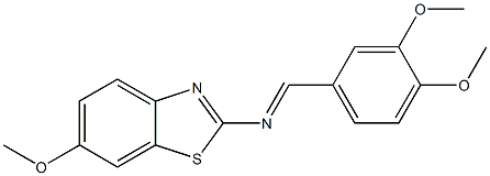 N-(3,4-dimethoxybenzylidene)-N-(6-methoxy-1,3-benzothiazol-2-yl)amine Struktur