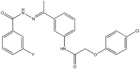 2-(4-chlorophenoxy)-N-{3-[N-(3-fluorobenzoyl)ethanehydrazonoyl]phenyl}acetamide Struktur