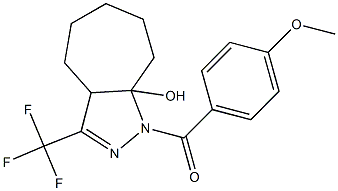 1-(4-methoxybenzoyl)-3-(trifluoromethyl)-3a,4,5,6,7,8-hexahydrocyclohepta[c]pyrazol-8a(1H)-ol Struktur