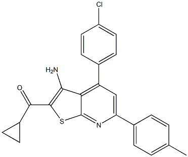 [3-amino-4-(4-chlorophenyl)-6-(4-methylphenyl)thieno[2,3-b]pyridin-2-yl](cyclopropyl)methanone Struktur