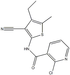 2-chloro-N-(3-cyano-4-ethyl-5-methyl-2-thienyl)nicotinamide Struktur