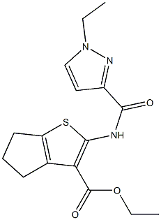 ethyl 2-{[(1-ethyl-1H-pyrazol-3-yl)carbonyl]amino}-5,6-dihydro-4H-cyclopenta[b]thiophene-3-carboxylate Struktur