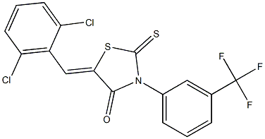 5-(2,6-dichlorobenzylidene)-2-thioxo-3-[3-(trifluoromethyl)phenyl]-1,3-thiazolidin-4-one Struktur