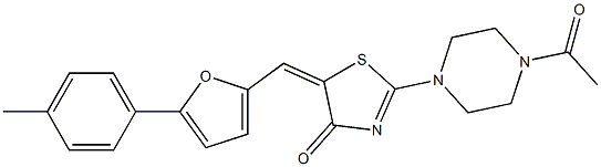 2-(4-acetyl-1-piperazinyl)-5-{[5-(4-methylphenyl)-2-furyl]methylene}-1,3-thiazol-4(5H)-one Struktur