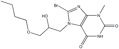 8-bromo-7-(3-butoxy-2-hydroxypropyl)-3-methyl-3,7-dihydro-1H-purine-2,6-dione Struktur