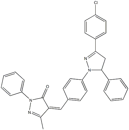 4-{4-[3-(4-chlorophenyl)-5-phenyl-4,5-dihydro-1H-pyrazol-1-yl]benzylidene}-5-methyl-2-phenyl-2,4-dihydro-3H-pyrazol-3-one Struktur