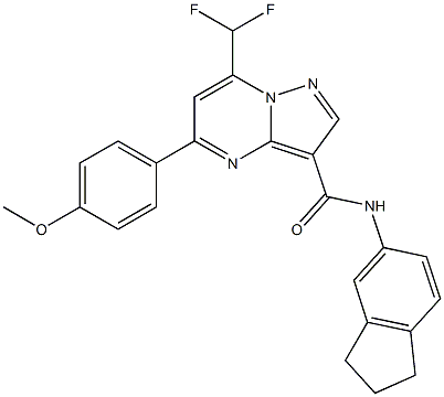 7-(difluoromethyl)-N-(2,3-dihydro-1H-inden-5-yl)-5-(4-methoxyphenyl)pyrazolo[1,5-a]pyrimidine-3-carboxamide Struktur