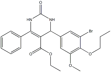 ethyl 4-(3-bromo-5-methoxy-4-propoxyphenyl)-2-oxo-6-phenyl-1,2,3,4-tetrahydropyrimidine-5-carboxylate Struktur