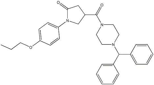 4-[(4-benzhydryl-1-piperazinyl)carbonyl]-1-(4-propoxyphenyl)-2-pyrrolidinone Struktur