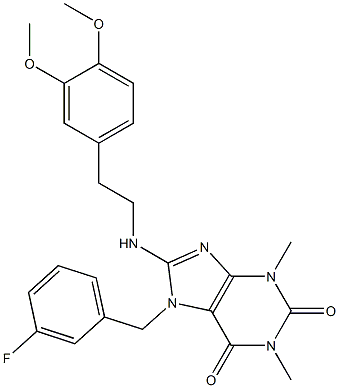 8-{[2-(3,4-dimethoxyphenyl)ethyl]amino}-7-(3-fluorobenzyl)-1,3-dimethyl-3,7-dihydro-1H-purine-2,6-dione Struktur