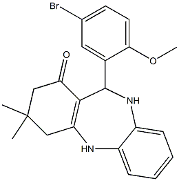 11-(5-bromo-2-methoxyphenyl)-3,3-dimethyl-2,3,4,5,10,11-hexahydro-1H-dibenzo[b,e][1,4]diazepin-1-one Struktur