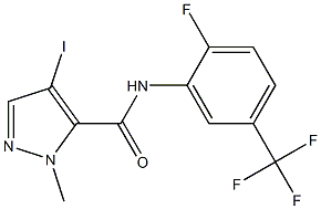 N-[2-fluoro-5-(trifluoromethyl)phenyl]-4-iodo-1-methyl-1H-pyrazole-5-carboxamide Struktur