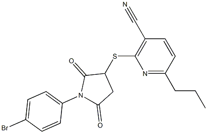 2-{[1-(4-bromophenyl)-2,5-dioxopyrrolidin-3-yl]thio}-6-propylnicotinonitrile Struktur