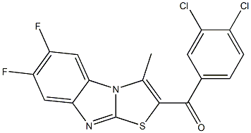 (3,4-dichlorophenyl)(6,7-difluoro-3-methyl[1,3]thiazolo[3,2-a]benzimidazol-2-yl)methanone Struktur