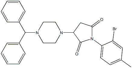 3-(4-benzhydryl-1-piperazinyl)-1-(2-bromo-4-methylphenyl)-2,5-pyrrolidinedione Struktur