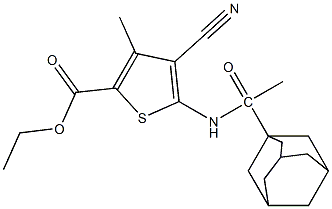 ethyl 5-[(1-adamantylacetyl)amino]-4-cyano-3-methyl-2-thiophenecarboxylate Struktur