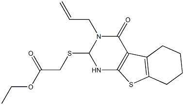 ethyl [(3-allyl-4-oxo-1,2,3,4,5,6,7,8-octahydro[1]benzothieno[2,3-d]pyrimidin-2-yl)sulfanyl]acetate Struktur