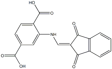 2-{[(1,3-dioxo-1,3-dihydro-2H-inden-2-ylidene)methyl]amino}terephthalic acid Struktur