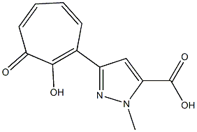 3-(2-hydroxy-3-oxo-1,4,6-cycloheptatrien-1-yl)-1-methyl-1H-pyrazole-5-carboxylic acid Struktur