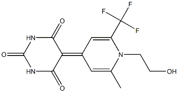 5-(1-(2-hydroxyethyl)-2-methyl-6-(trifluoromethyl)-4(1H)-pyridinylidene)-2,4,6(1H,3H,5H)-pyrimidinetrione Struktur