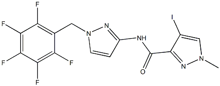 4-iodo-1-methyl-N-[1-(2,3,4,5,6-pentafluorobenzyl)-1H-pyrazol-3-yl]-1H-pyrazole-3-carboxamide Struktur