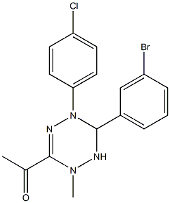 1-[6-(3-bromophenyl)-5-(4-chlorophenyl)-2-methyl-1,2,5,6-tetrahydro-1,2,4,5-tetraazin-3-yl]ethanone Struktur