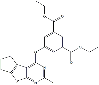 diethyl 5-[(2-methyl-6,7-dihydro-5H-cyclopenta[4,5]thieno[2,3-d]pyrimidin-4-yl)oxy]isophthalate Struktur