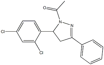 1-acetyl-5-(2,4-dichlorophenyl)-3-phenyl-4,5-dihydro-1H-pyrazole Struktur