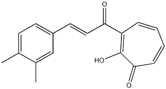 3-[3-(3,4-dimethylphenyl)acryloyl]-2-hydroxy-2,4,6-cycloheptatrien-1-one Struktur