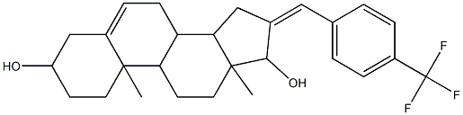 10,13-dimethyl-16-[4-(trifluoromethyl)benzylidene]-2,3,4,7,8,9,10,11,12,13,14,15,16,17-tetradecahydro-1H-cyclopenta[a]phenanthrene-3,17-diol Struktur